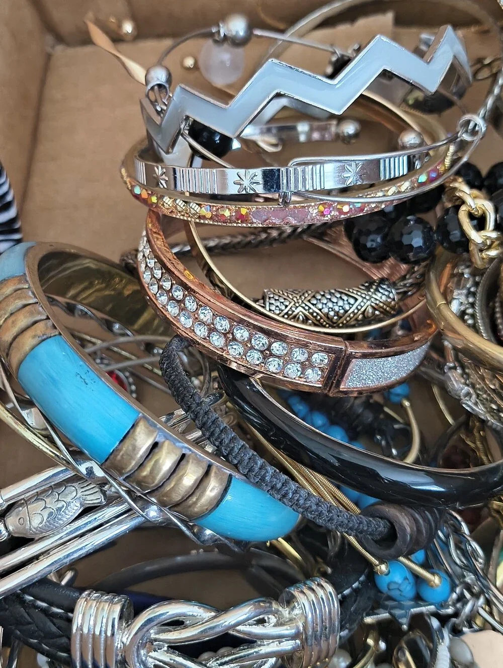 60 Bangle Bracelets For $30! Mixed Variety. All Wearable. Lot #3